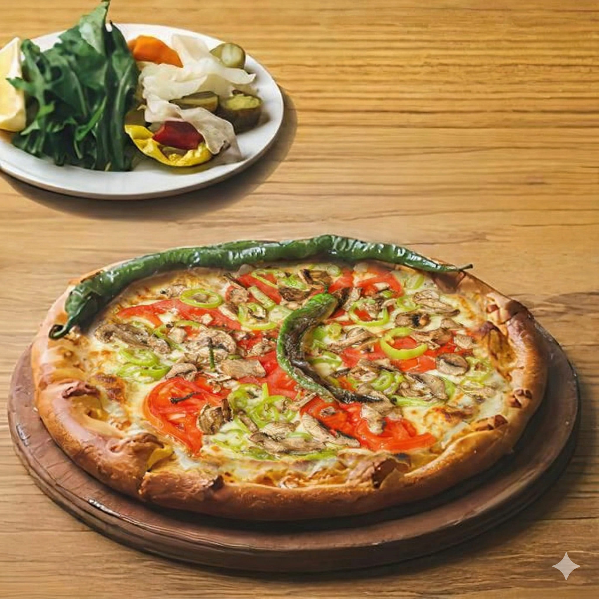 Yuvarlak Mantarlı Sebzeli Pide